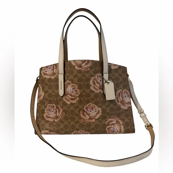 🌿 Coach Charlie Carryall Signature Rose Print Satchel 🌿 - Picture 1 of 12